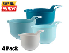 4 Piece Nesting Plastic Mixing Bowl Set with Pour Spouts and Handles,