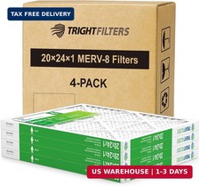 20x24x1 Air Filter 4 Pack, MERV 8 Pleated HVAC Furnace Filter