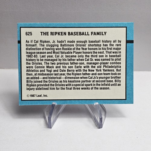 Cal Ripken Jr. 1988 Donruss Ripken Baseball Family Billy Ripken/Cal Ripken Sr. - Picture 2 of 2