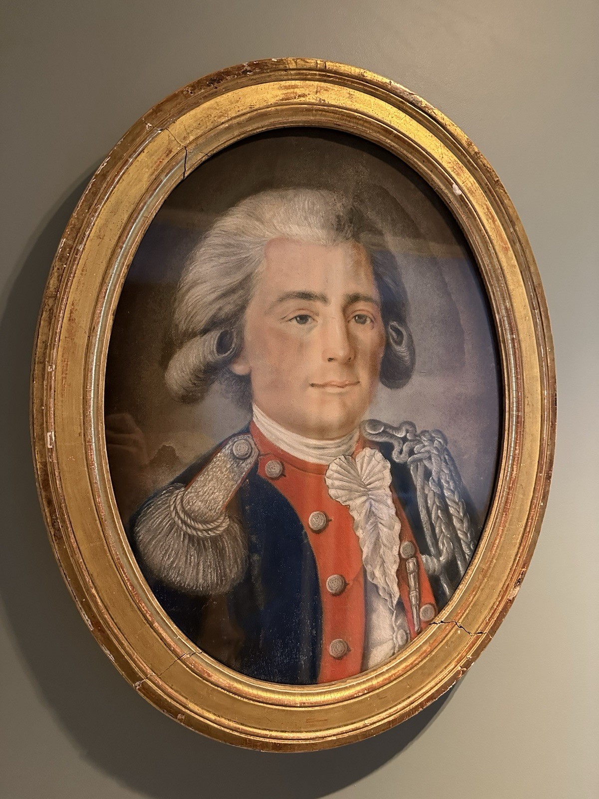 Portrait 18th century pastel on canvas framed 