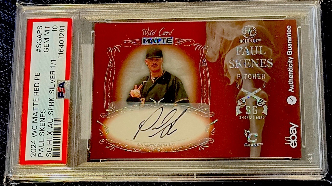 PAUL SKENES 1/1 AUTO SMOKING GUNS HOLO-LUX PSA 10 POP 1 MONSTER ROOKIE
