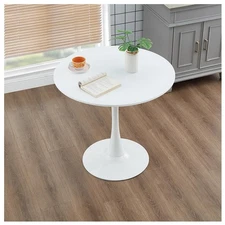 27.3" Tulip Dining Table, White, Perfect for 2-4 People, Mid-Century Modern S...
