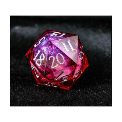 Crystal Maggie Dice Chonk d20 Liquid Core - Dark Red w/Silver New