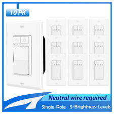 10Packs Single Pole Dimmer Switch for Dimmable 150W LED CFL Lights 600W Halogen