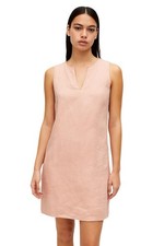 French Curve Linen Sleeveless Shift Dress Petal Pink Size Small