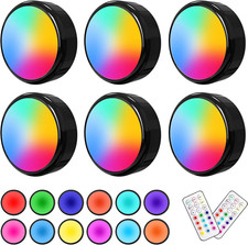 Puck Lights Remote 6 Pack LED Under Cabinet Color Lighting Dimmable
