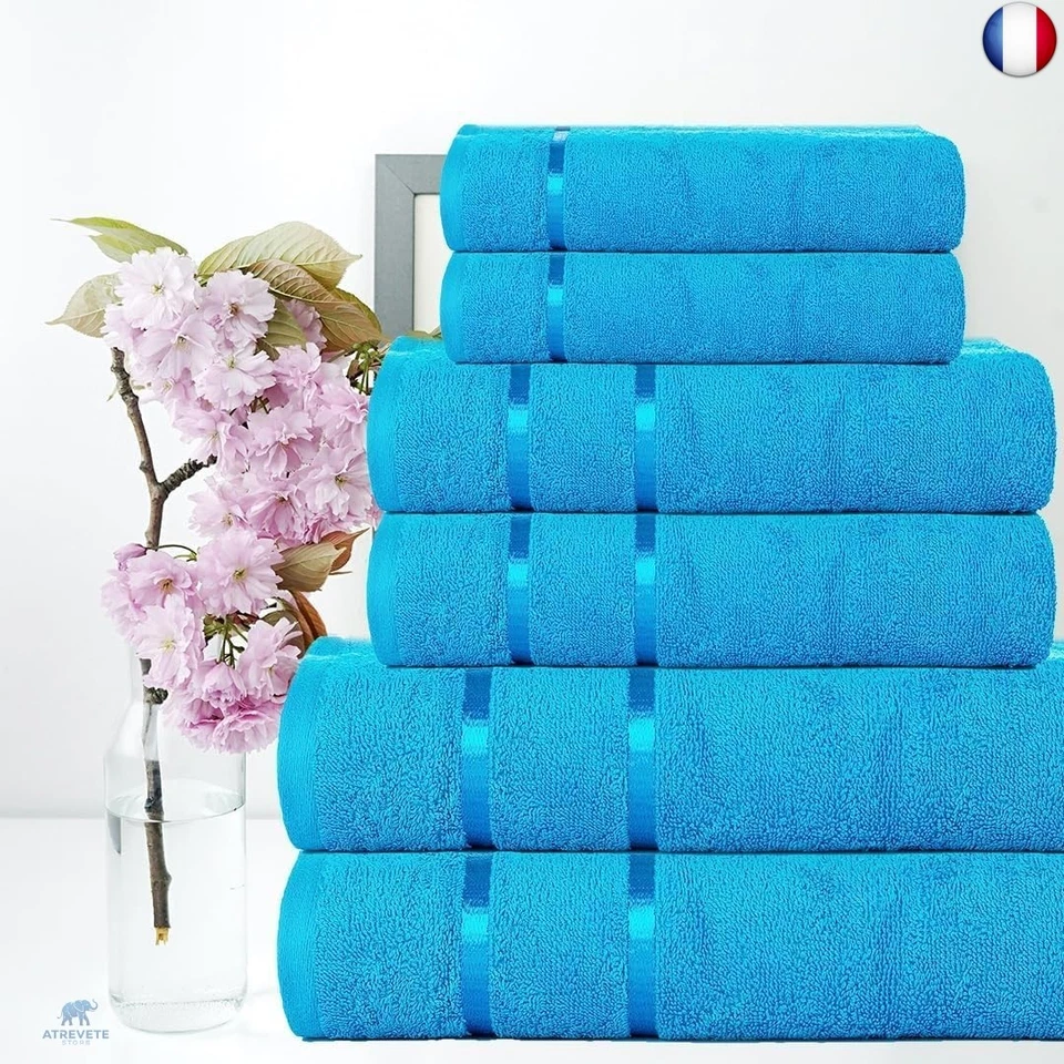 Casa Copenhagen Eternal Ensemble de Serviettes 6 pièces, Bleu Sarcelle, 500  - Photo 2/4