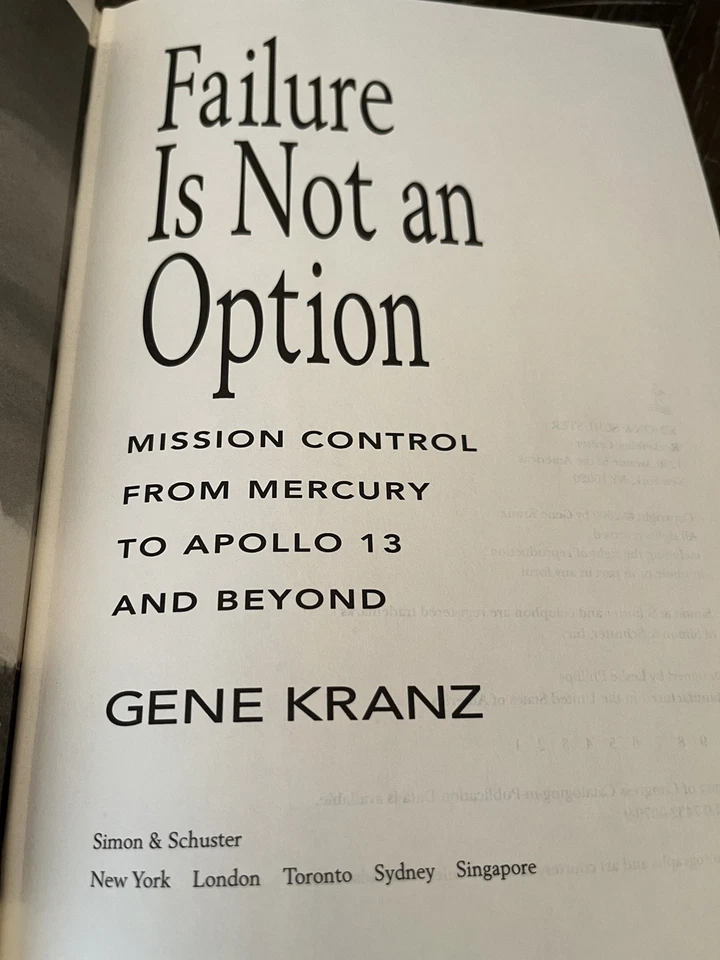 Failure Is Not An Option by Gene Kranz 1st. Edition Hardback Apollo NASA Foto 4 de 4