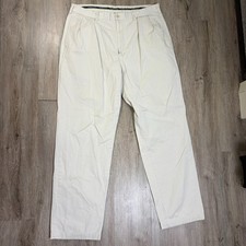 VTG Polo Ralph Lauren Andrew Pant Mens 38x34 Chinos Beige Cotton Double Pleated