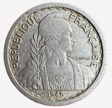 FRANCE Indochine 10 Centimes 1945 Aluminium Pierre Turin WWII Era