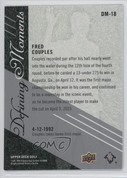 2024 Upper Deck Defining Moments Fred Couples #DM-18 - Image 2 of 2
