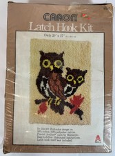 Vintage 1978 CARON 3020/1 Latch Hook Kit OWLS Branch 20" x 27" Rug Wall Hanging