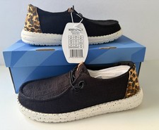 Hey Dude Wendy Women s Size 7 Shoes Wildcat Black Leopard Slip On Loafers NEW