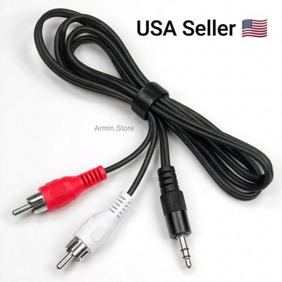 1m 3.5mm Jack to 2 RCA Audio Video Cable Stereo Y Splitter AV Adapter