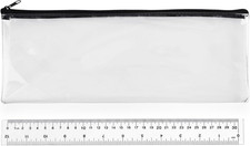 Clear Pencil Case 32Cm Exams 30 Cm Ruler Included Large Long Transparent See