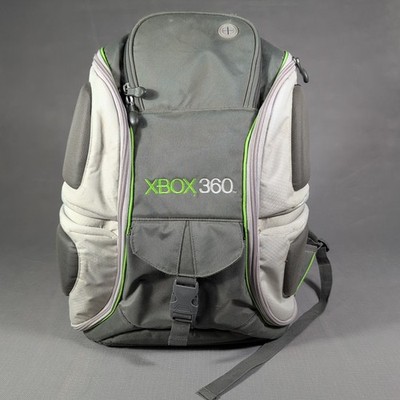 Xbox 360 Official Console Backpack Gray/Silver Complete w/ Accessory Pouches