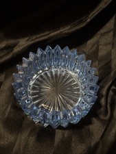 Vintage Diamond Point Blue Glass Ashtray