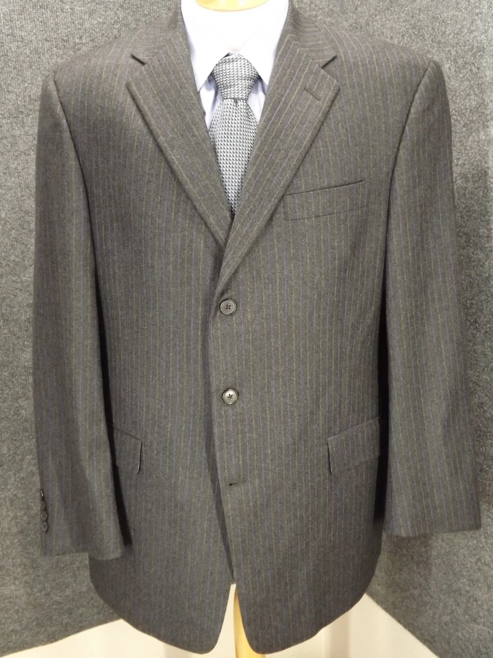 Костюм Hart Schaffner Marx 44R 37x28,5 серый в тонкую полоску шерстяные складчатые брюки 2 шт. 3 Btn - Изображение 2 из 4