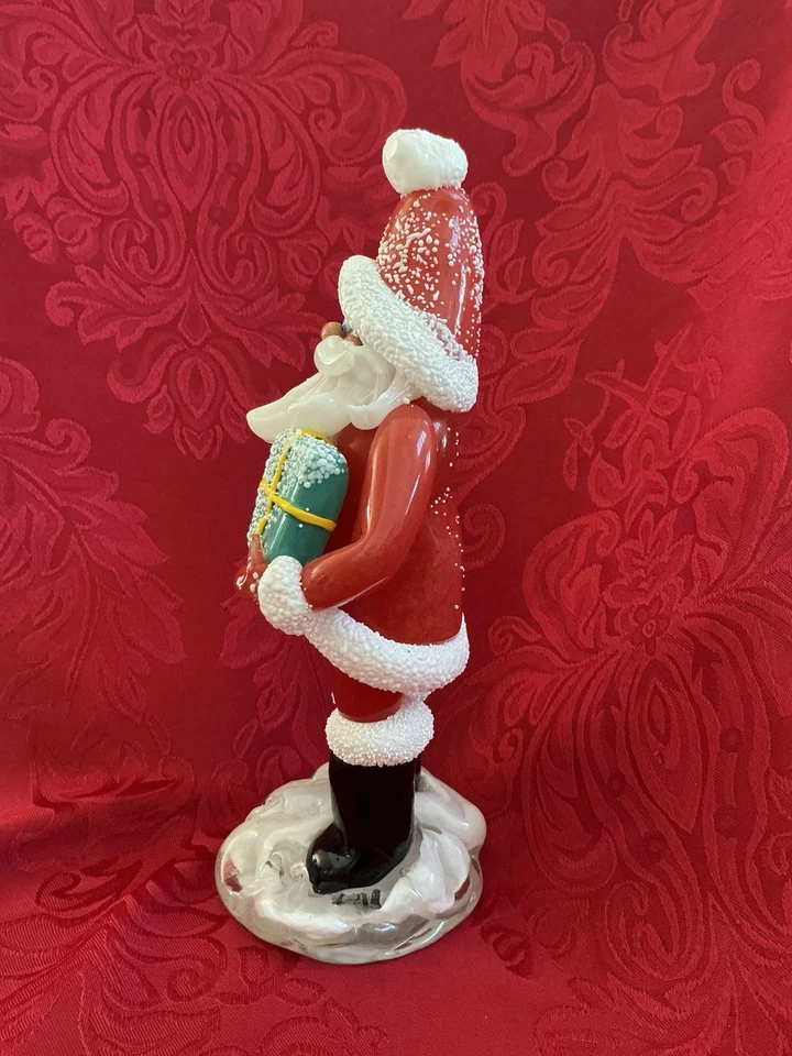 FLAWLESS Unique ZELEZNY BROD Glass Czech Bohemian 9” SANTA CLAUS PRESENT Figure - Image 3 of 4