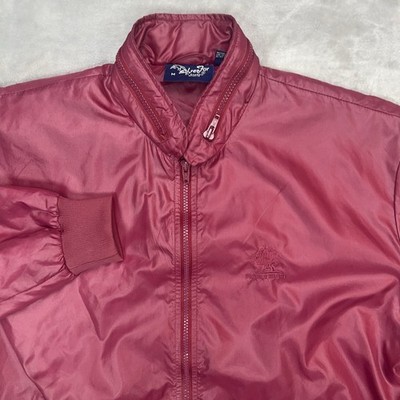 Vtg PEBBLE BEACH Windbreaker Mens Medium Full Zip Golf Silver Fox Retro Pink Red