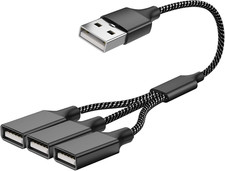 USB Splitter 1 in 3 Out  11.8In/30Cm  , USB Y Splitter  Data  Charger Power Split