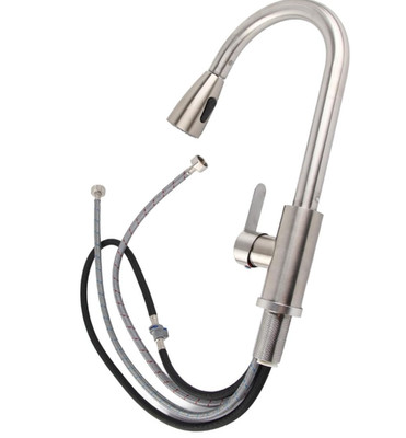 Kitchen Faucet with Sprayer Pull Down Single Handle Sink Mixer Stainless Steel