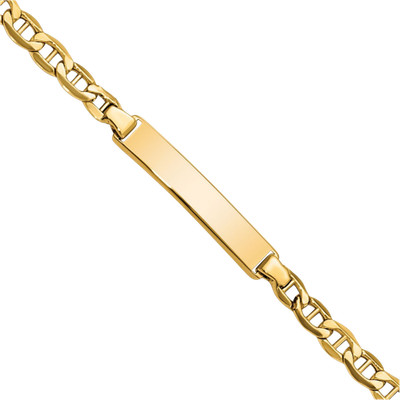 14K massives Gelbgold 3,5 mm klassisches Mariner Kettenglied ID Armband