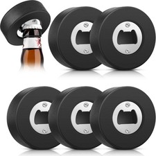 6 Pcs Ice Hockey Puck Bottle Openers 2.95 x 0.98 Inches Stainless Steel Beer ...