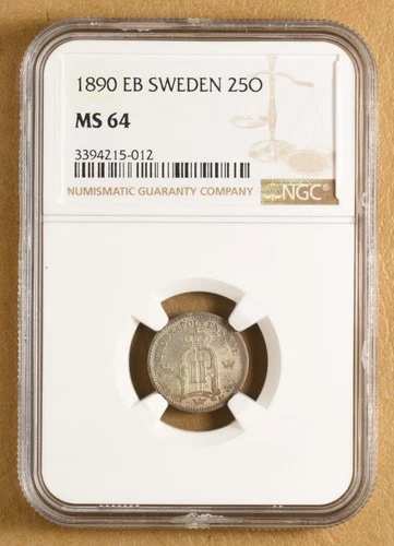 1890 EB Sweden 25 Ore NGC MS64