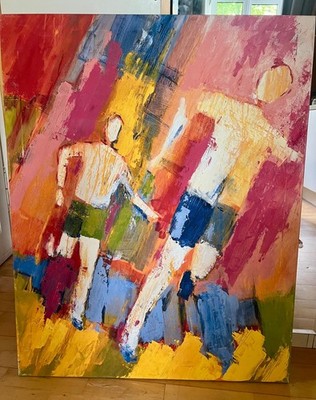 Acryl Gemälde   ️Bild Oskar Brunner ''WM Fußball'' 100 x 80 Hoch Großformat