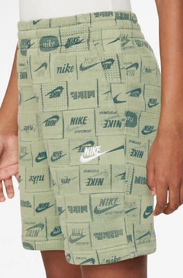$45 Nike Sportswear Big Kids Size XL French Terry Sweart Shorts AOP Green Logo