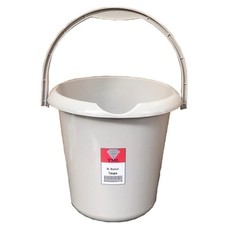 5L Plastic Round Bucket & Handle Kitchen Home Garden Water Waste Storage Taupe