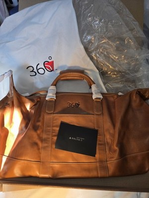 DELTA Airlines 360° Travel Duffle Bag Leather Brown Bag