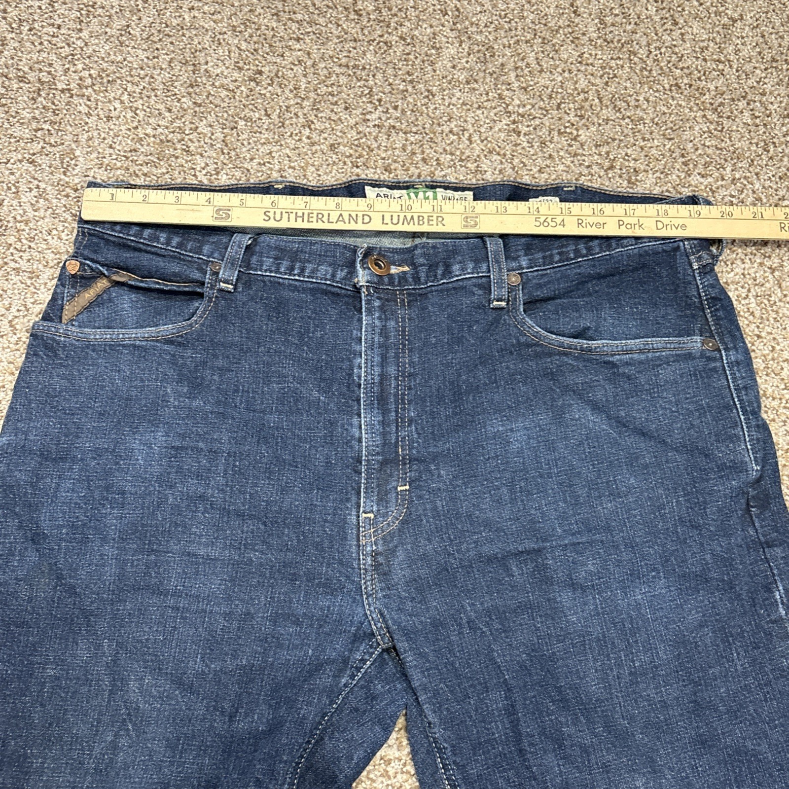 Ariat Legacy M1 Vintage Straight Leg Jeans Mens 40/32 Fits 39x31 Dark Denim - View 8