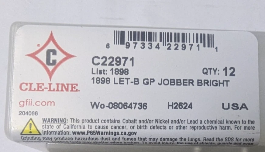 CLE-LINE C22971 Jobber Drill Bright, Let. B,HSS 1898 New 12 Pack, Sale, DEAL 4U - Image 2 of 3