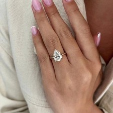 2.20 Ct Pear Cut Certified Lab Grown Diamond Wedding Ring 14K White Gold Size 7