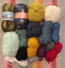 16x Yarn Wool Acrylic Balls Mixed Oddments Chunky 100g  Knitting Crochet Crafts.