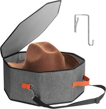 Hat Storage Box with Hardboard Support and Door Hook, Travel-Friendly Cowboy Hat