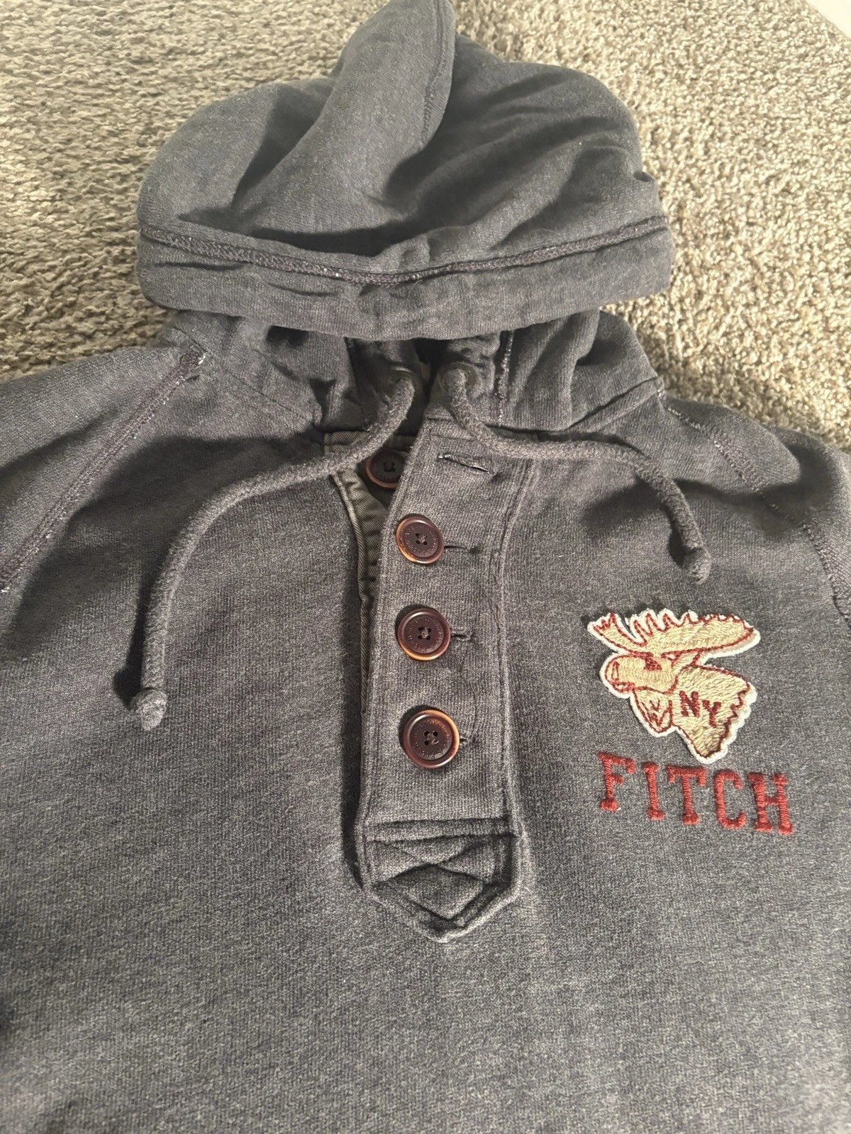 Abercrombie & Fitch Muscle New York Men XL Fleece Hooded Jacket Heather Grey image 3