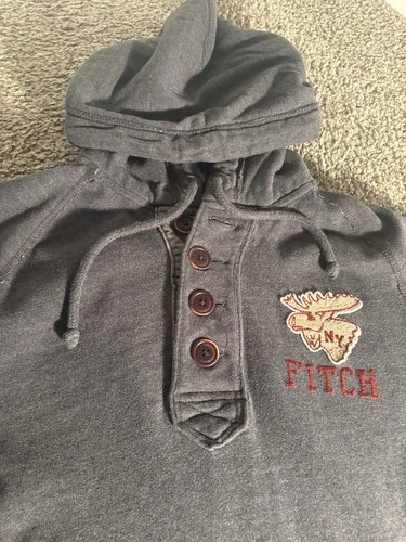 Abercrombie & Fitch Muscle New York Men XL Fleece Hooded Jacket Heather Grey image 3