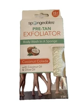 Spongeables Pre-Tan Exfoliator Body Wash in a Sponge w Coconut Oil & Olive Oil
