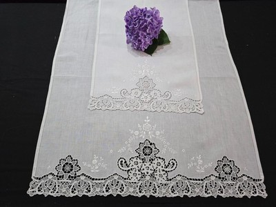 Prestigious Towels 1+1 Pure Linen Bellora Embroidery Burano di Venezia Handmade