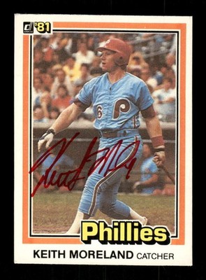 1981 Donruss #382 Keith Moreland  signed autograph  red sharpie, tough EAA1 BXCP