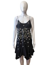 Urban Outfitters Black Floral Embroidered Slip Dress Spaghetti Straps Size M