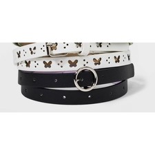 Cat  Jack NWT 2 Pack Belt Set Black White Butterfly Cutout Size M