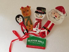 Novelty Ceramic Christmas Measuring Spoons by Sleigh Bell Bistro Set of 4