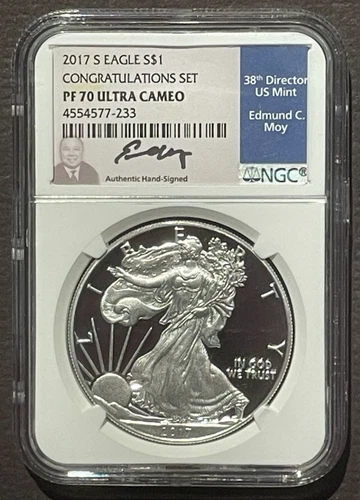 2017-S $1 SILVER AMERICAN EAGLE Congratulations Set NGC PF70 : EDMUND MOY  08360