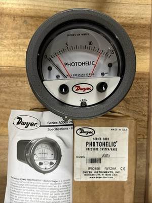 #ad #ad NEW Dwyer A3015 Photohelic Differential Pressure Switch Gage 0 15” WC HVAC $349.00