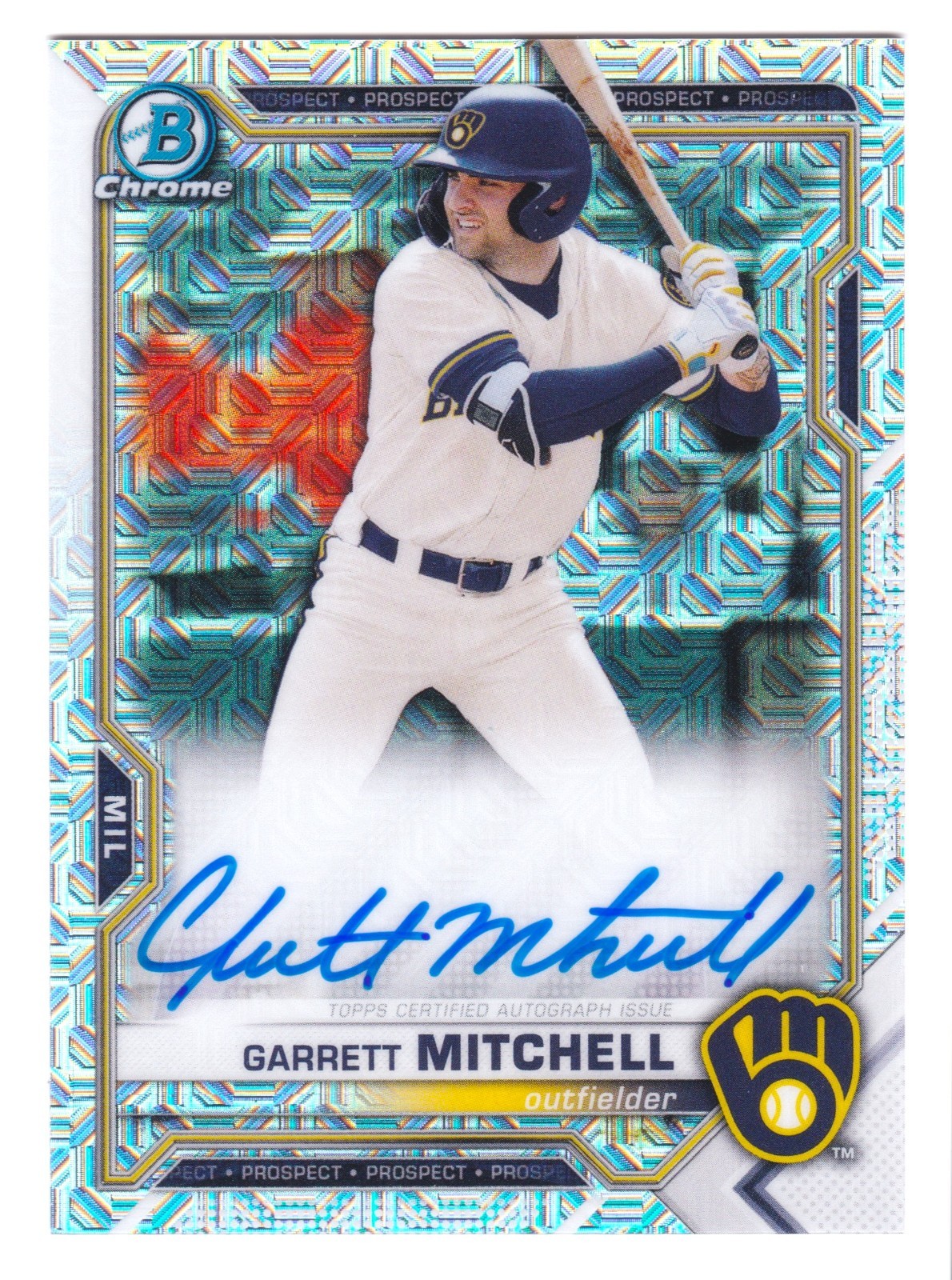 2021 Bowman Chrome Mega Box Garrett Mitchell Auto BMA-GM Mojo Prospect Autograph