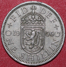 Great Britain 1966 Shilling,Queen Elizabeth II, Scottish Lion-Foreign Coin23.5mm